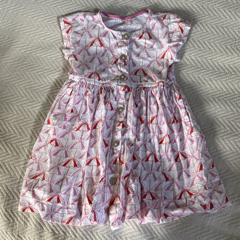 Pink Chicken Red and Pink Umbrella Patterned Winnie Dress